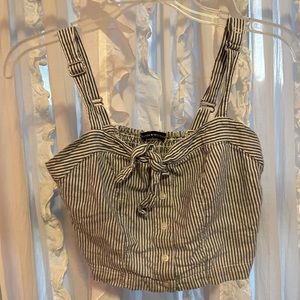 Brandy Melville Button Up Crop Astrid Top w/ Tie Bow